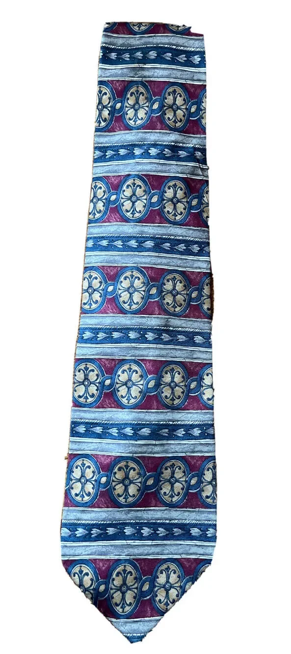 Vintage Bill Blass tie Men’s red blue abstract silk necktie